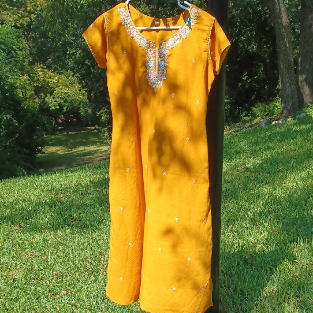 Embroidered Orange Dress